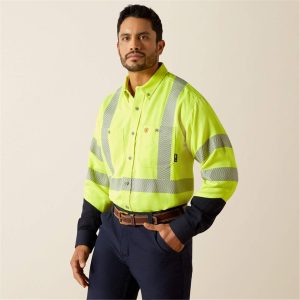 ARIAT LS FR HIVIS YELLOW BUTTON UP